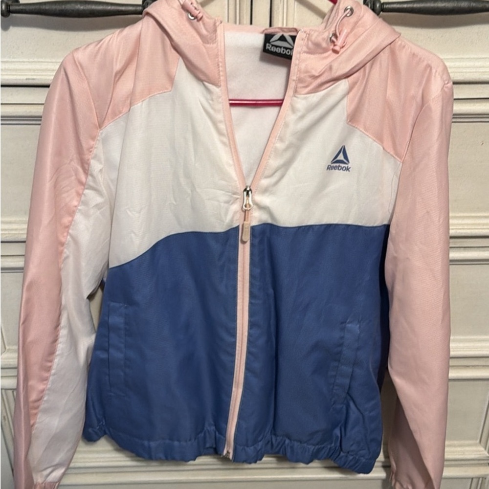Reebok Pink and White Fleece Jacket